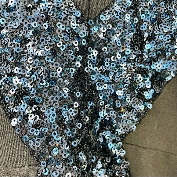 Dress The Population Logan Black Deep V Sequin Dress Size S - Picture 6 of 7